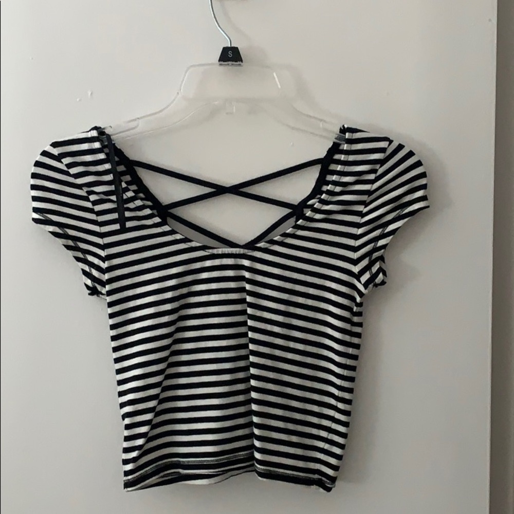 Forever 21 Laced back striped crop top